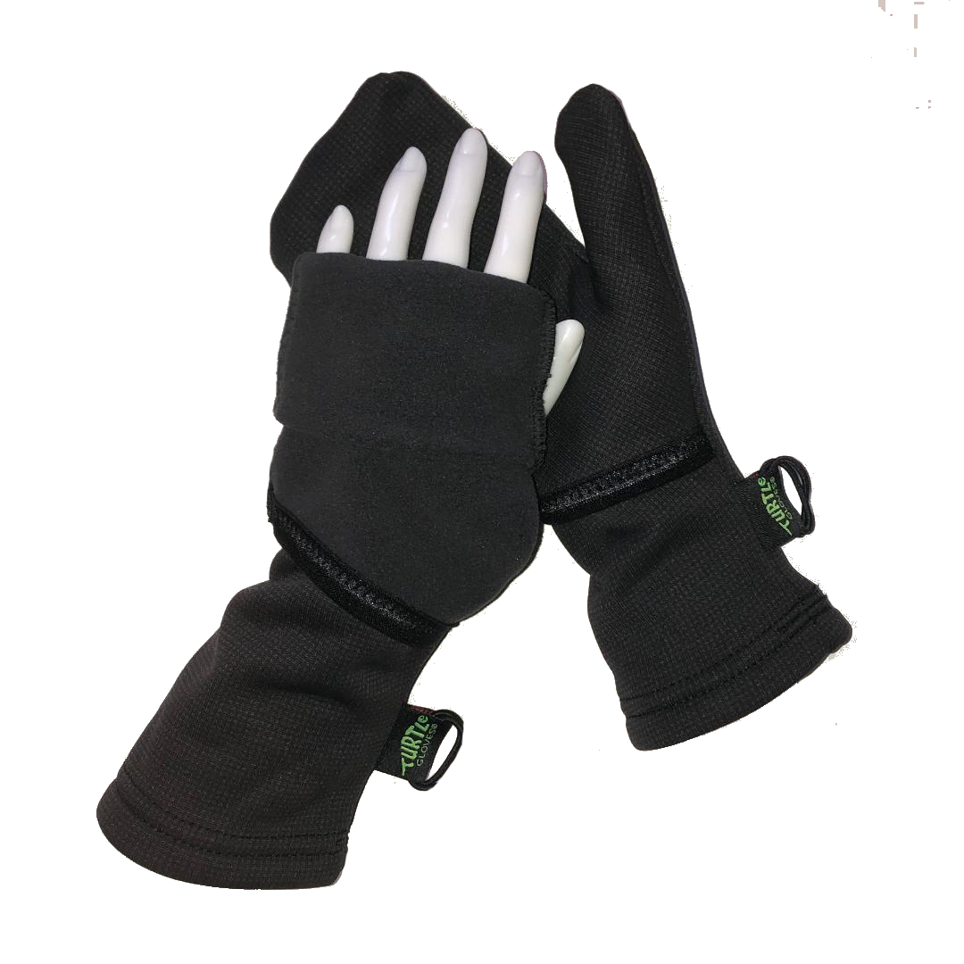 Turtle Flip Convertible Running Mittens Winter Trail Charcoal