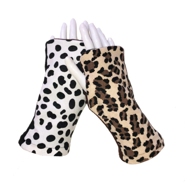 Turtle Gloves REVERSIBLE Fingerless Cheetah Dalmatian