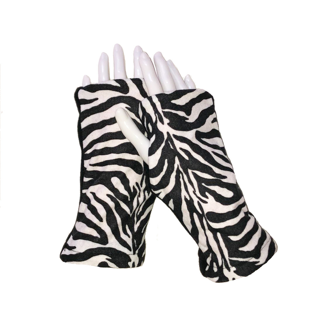 Fingerless Gloves REVERSIBLE TURTLE GLOVES Pink Zebra Gloves,