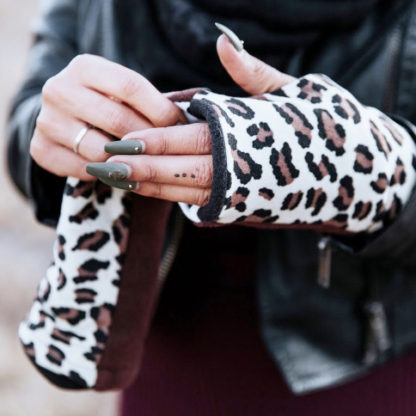 Turtle Gloves REVERSIBLE Fingerless Gloves Cheetah