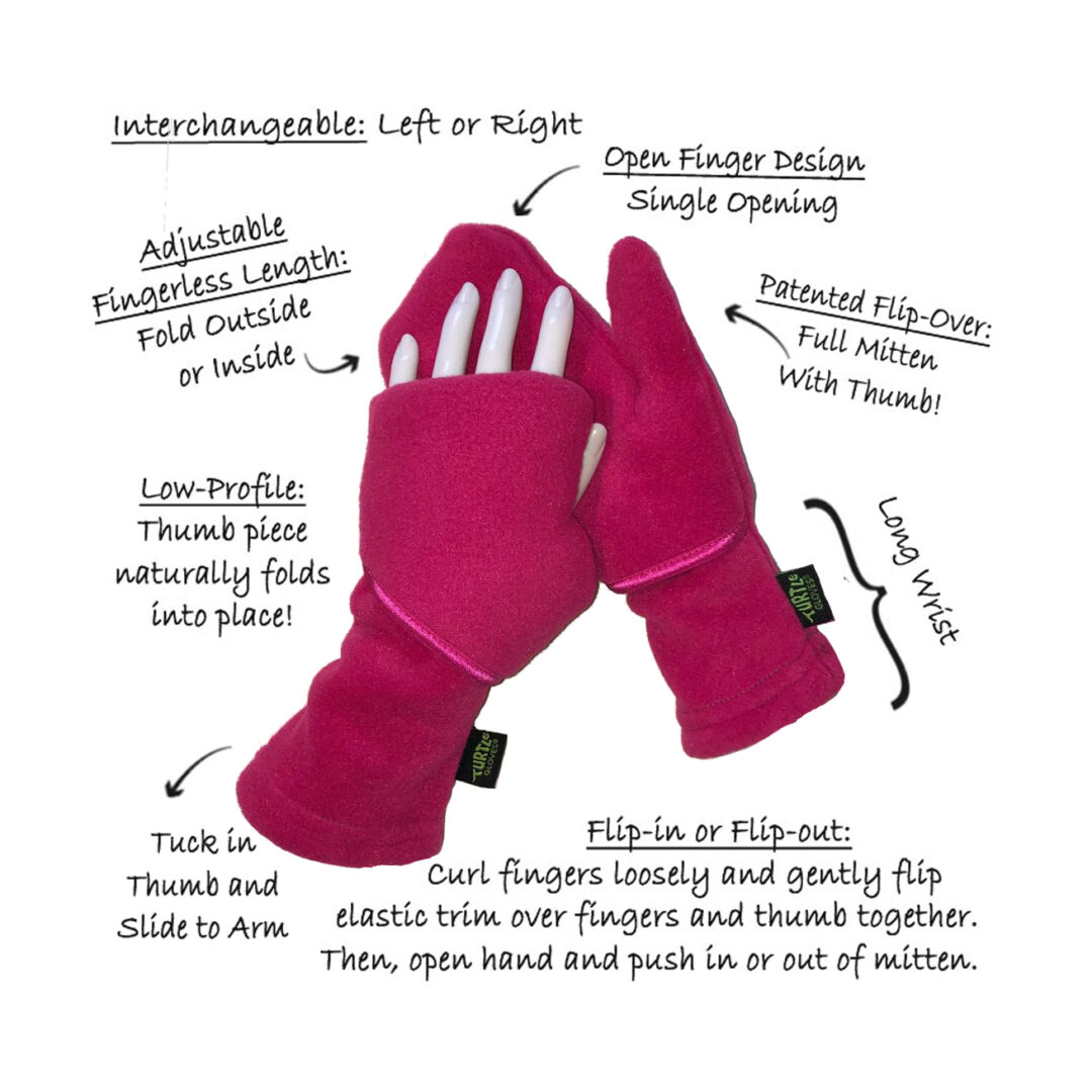 Turtle Gloves - Winter Soft Midweight Flip Mittens - Living In The