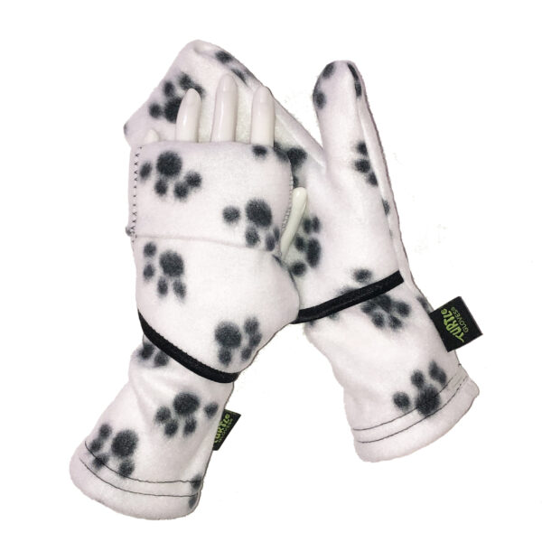 Convertible Mittens Fleece Turtle Gloves Turtle-Flip White Puppy Paws