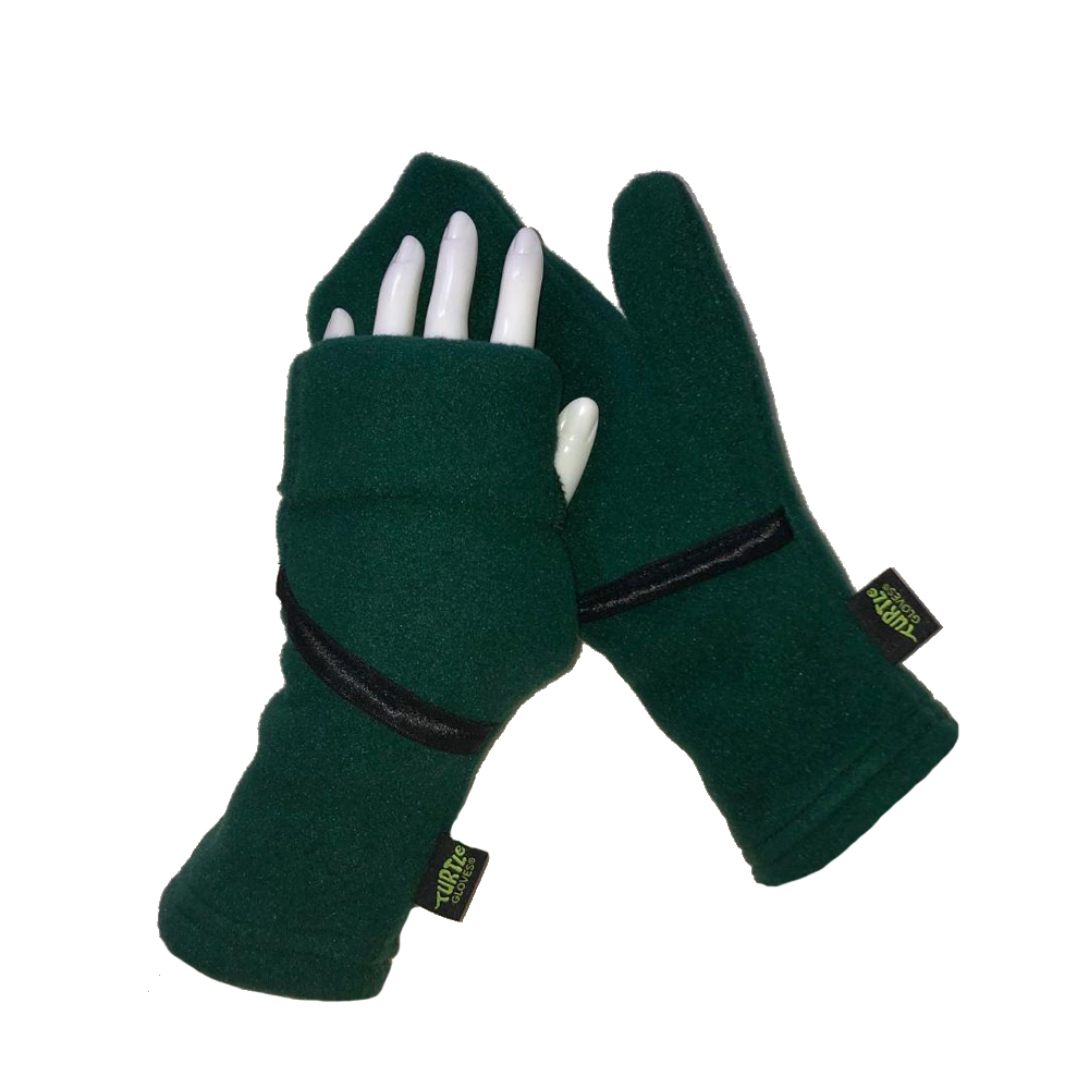 Convertible Mittens Fleece Turtle Gloves Turtle-Flip Cozy Green