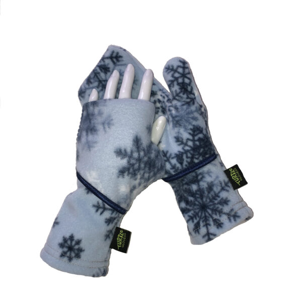 Convertible Mittens Fleece Turtle Gloves Turtle-Flip Snowflake